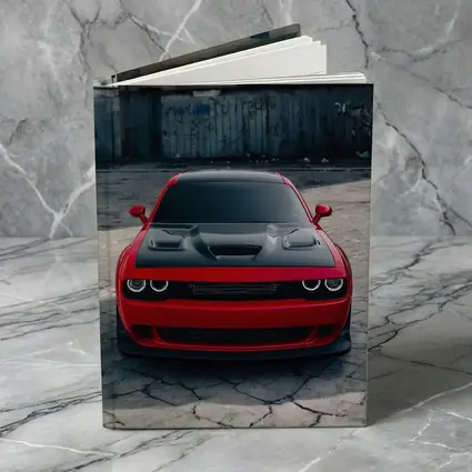 Red Dodge Challenger Parked in Urban Lot