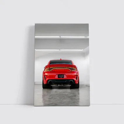 Dodge Charger Red Rear View Garage