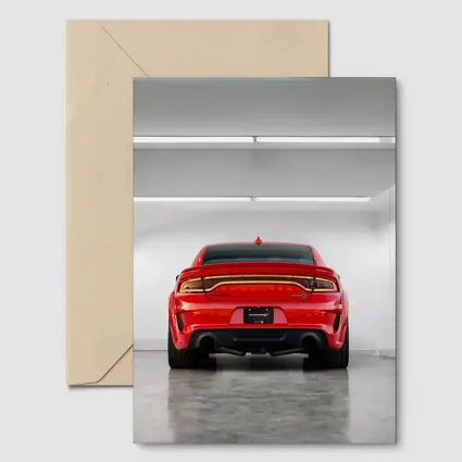 Dodge Charger Red Rear View Garage
