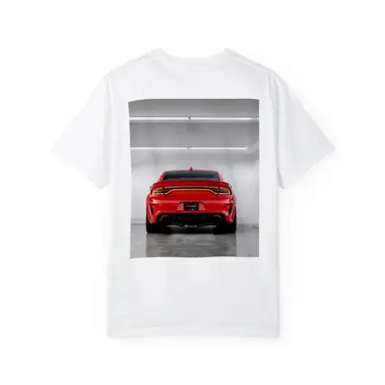 Dodge Charger Red Rear View Garage