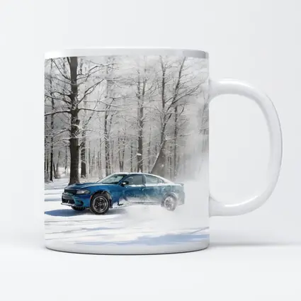 Dodge Charger Drifting Through Snowy Winter Forest