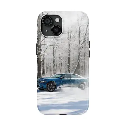 Dodge Charger Drifting Through Snowy Winter Forest