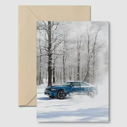 Dodge Charger Drifting Through Snowy Winter Forest