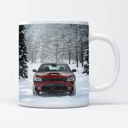 Dodge Charger Red Muscle Car Winter Snow