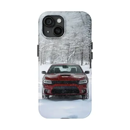Dodge Charger Red Muscle Car Winter Snow