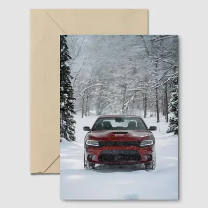 Dodge Charger Red Muscle Car Winter Snow