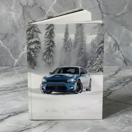 Dodge Charger Blue Muscle Car Snowy Forest