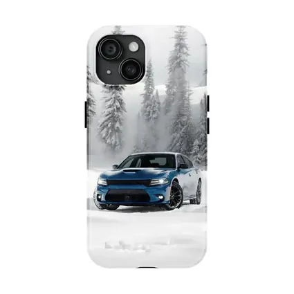 Dodge Charger Blue Muscle Car Snowy Forest