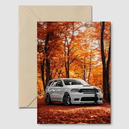 Dodge Durango White SUV Autumn Forest