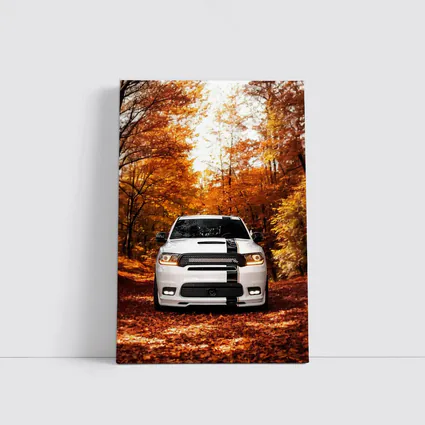 Dodge Durango White SUV Autumn Forest