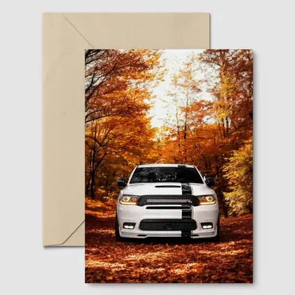 Dodge Durango White SUV Autumn Forest