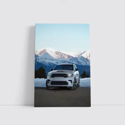 Dodge Durango White SUV Snow Mountains