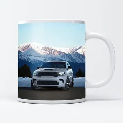 Dodge Durango White SUV Snow Mountains