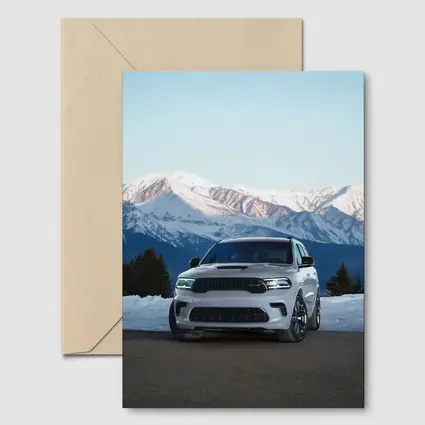 Dodge Durango White SUV Snow Mountains