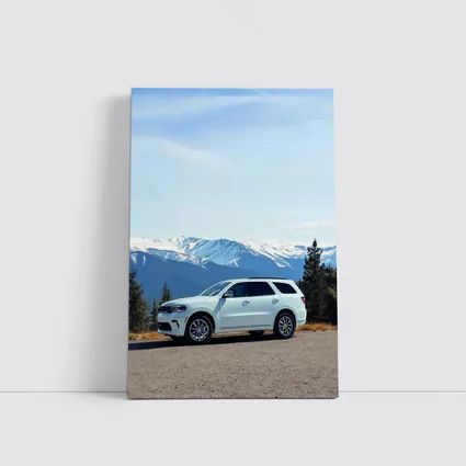 Dodge Durango SUV Snow Capped Mountain Backdrop