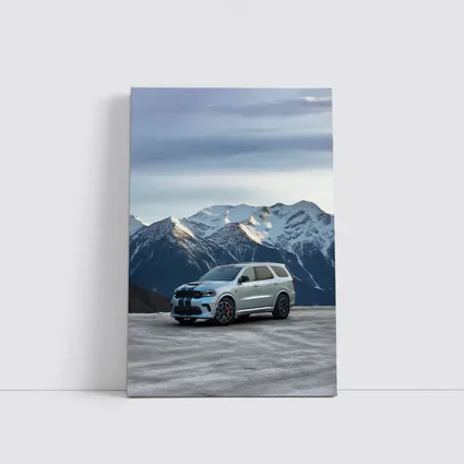 Dodge Durango Silver SUV Snowy Mountain Backdrop