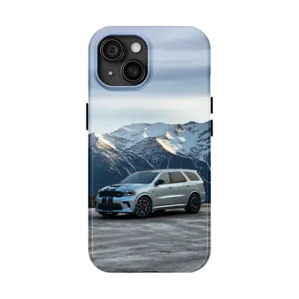Dodge Durango Silver SUV Snowy Mountain Backdrop