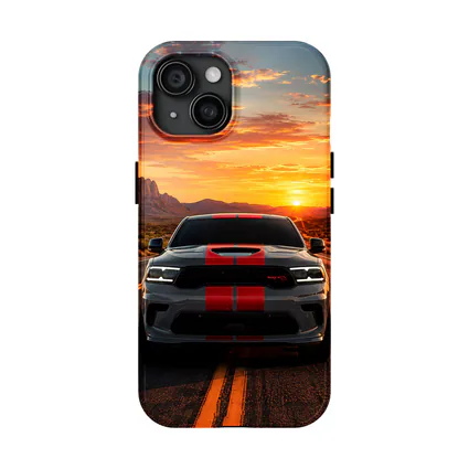 Dodge Durango Racing Down Road At Sunset