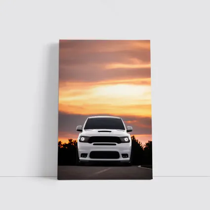 Dodge Durango White SUV Sunset Sky