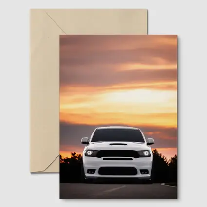 Dodge Durango White SUV Sunset Sky
