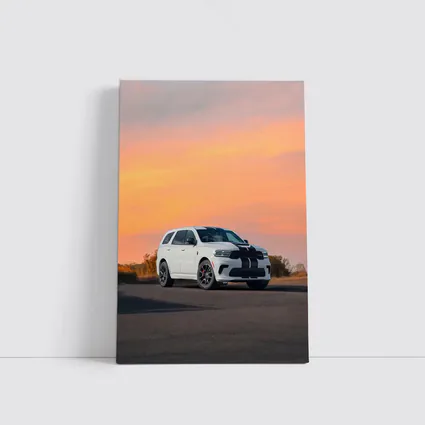 Dodge Durango White Stripes Sunset Sky