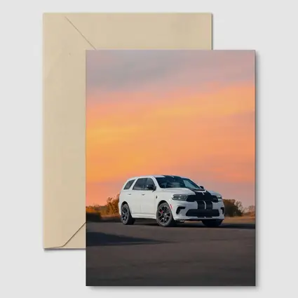 Dodge Durango White Stripes Sunset Sky