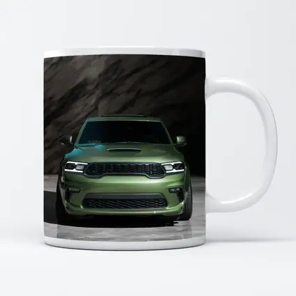 Dodge Durango Green Front View Marble Background