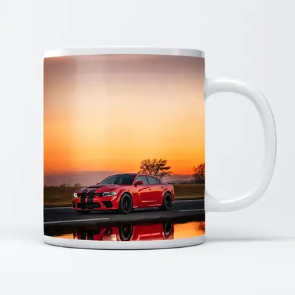 Dodge Charger Red Sunset Highway Drive