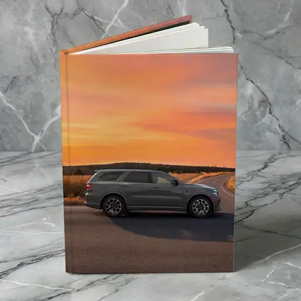 Dodge Durango Parked Road Fiery Sunset Sky