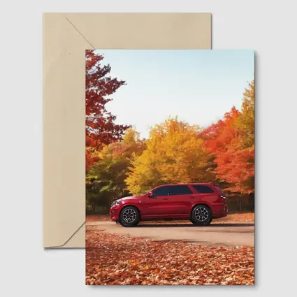 Dodge Durango Red SUV Autumn Forest