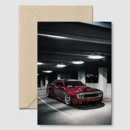 Dodge Challenger Hellcat Red Parking Garage