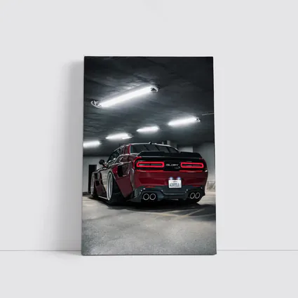 Dodge Challenger Hellcat Red Parking Garage