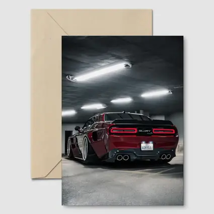 Dodge Challenger Hellcat Red Parking Garage