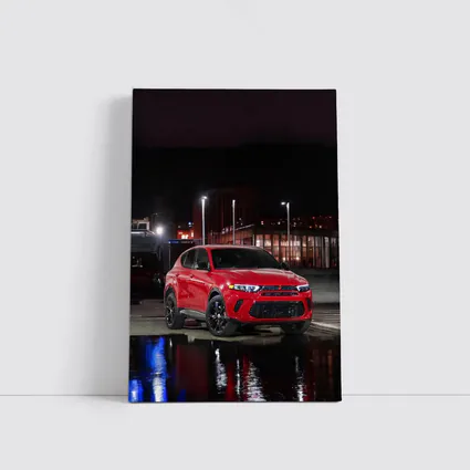 Dodge Hornet Red SUV Wet Night Street