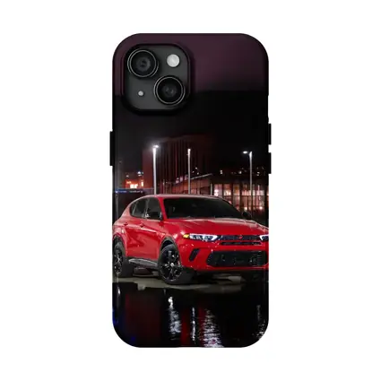 Dodge Hornet Red SUV Wet Night Street