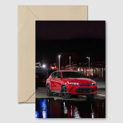 Dodge Hornet Red SUV Wet Night Street