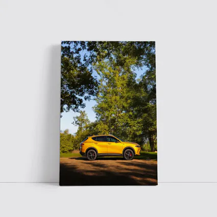 Dodge Hornet Yellow SUV Green Trees