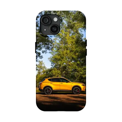 Dodge Hornet Yellow SUV Green Trees