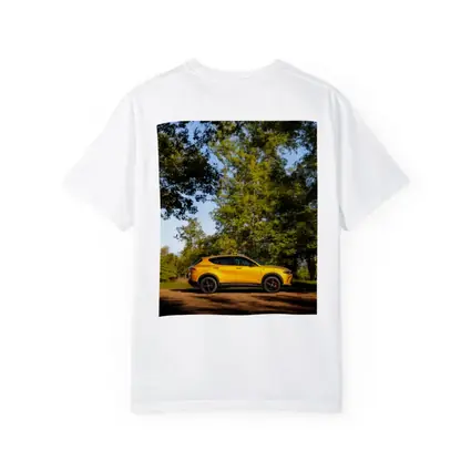 Dodge Hornet Yellow SUV Green Trees
