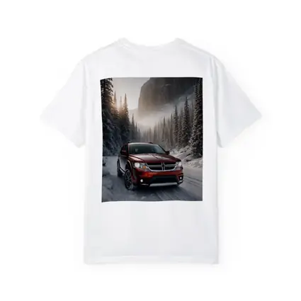 Dodge Journey Red SUV Snowy Forest Road