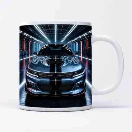 Dodge Charger Silver Front Neon Garage