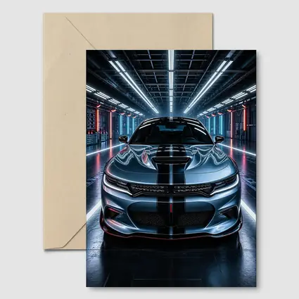 Dodge Charger Silver Front Neon Garage