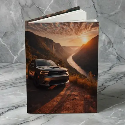 Dodge Durango Parked Above River Canyon Sunset