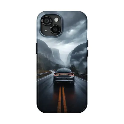 Dodge Charger Driving Through Misty Mountain Road