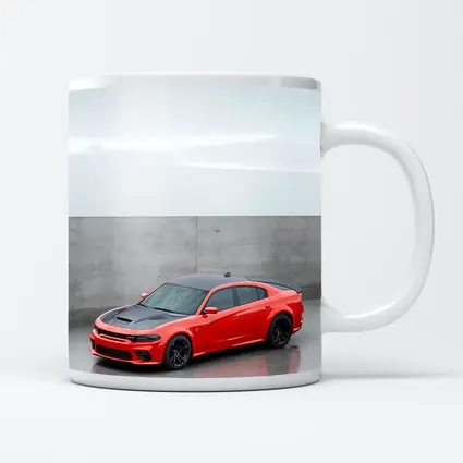 Dodge Charger Red Muscle Car Concrete Background