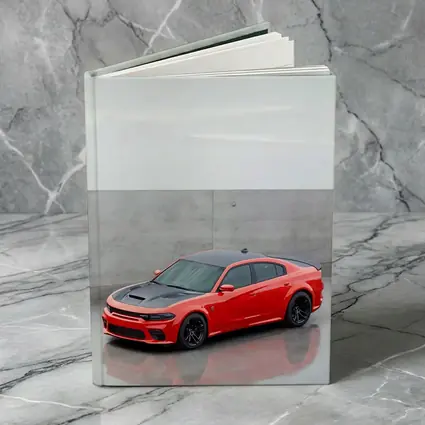 Dodge Charger Red Muscle Car Concrete Background