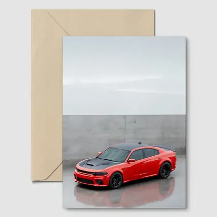 Dodge Charger Red Muscle Car Concrete Background