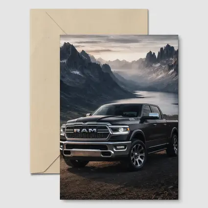 Dodge RAM Truck Mountain Lake Backdrop