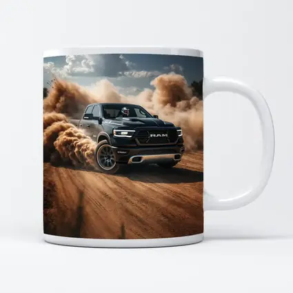 Ram Truck Drifting on Dusty Dirt Road