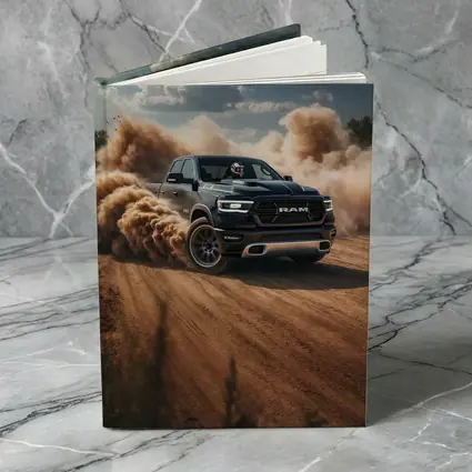 Ram Truck Drifting on Dusty Dirt Road